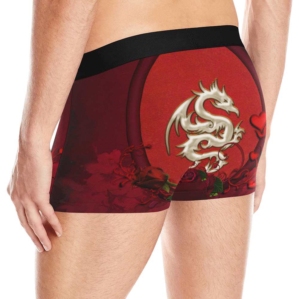The dragon with roses Men's All Over Print Boxer Briefs (Model L10)