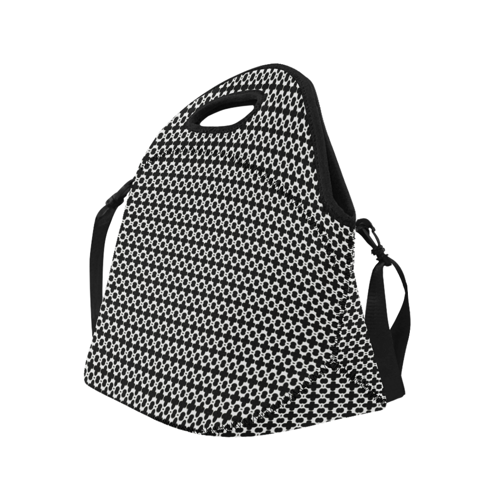 Black White Mod Stripe Neoprene Lunch Bag/Large (Model 1669)