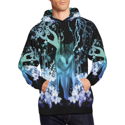 Awesome wolf with flowers All Over Print Hoodie for Men (USA Size) (Model H13)