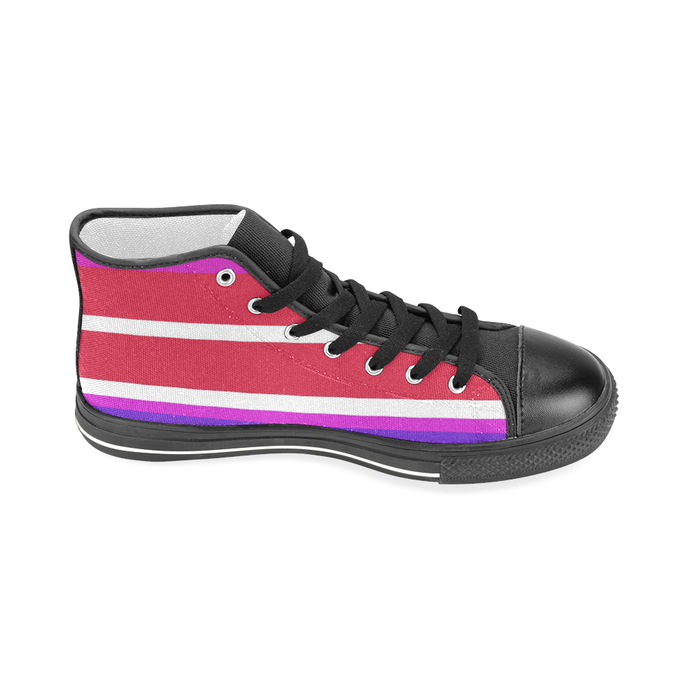 Design Shoes with lines -  red, pink Men’s Classic High Top Canvas Shoes (Model 017)