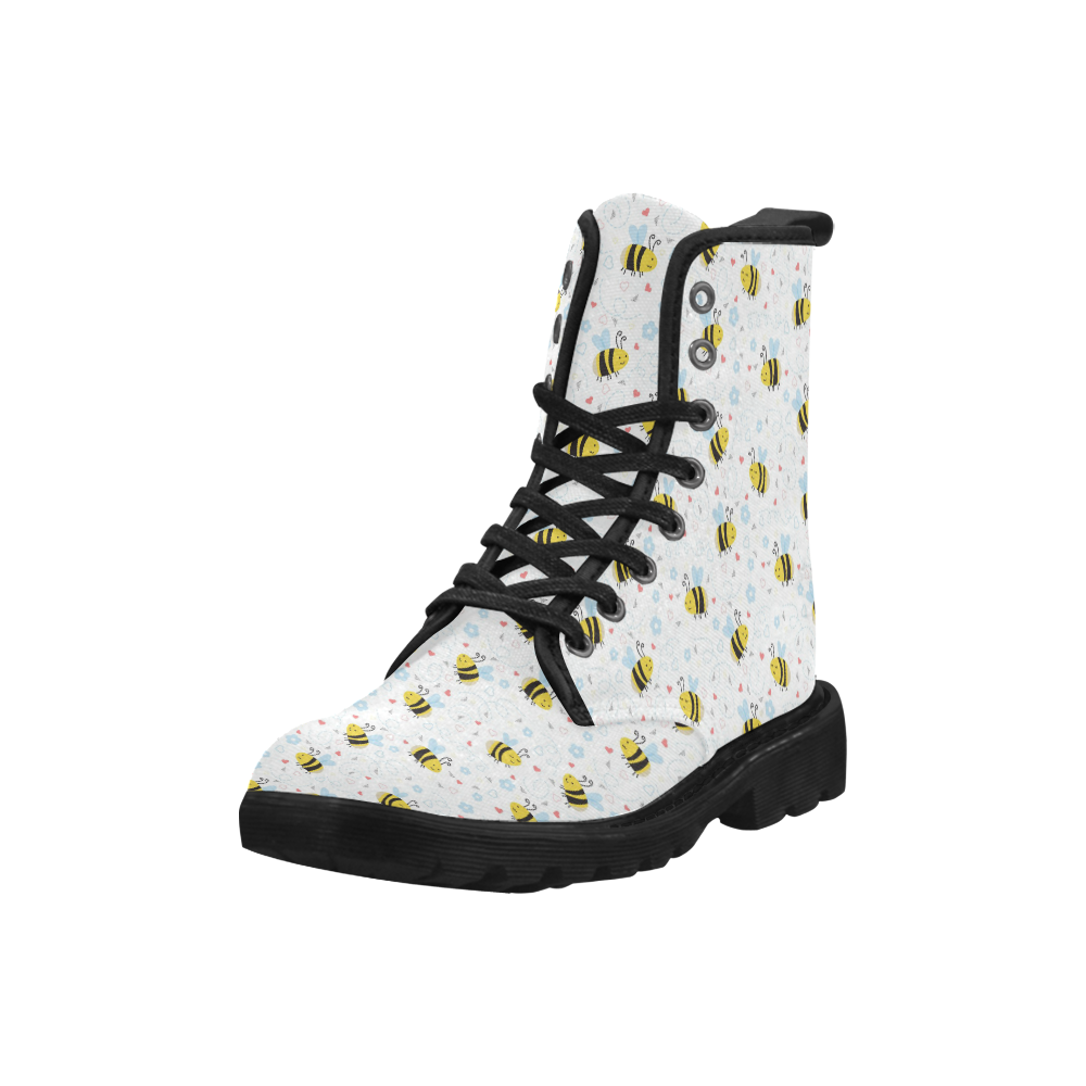 Cute Bee Pattern Martin Boots for Men (Black) (Model 1203H)