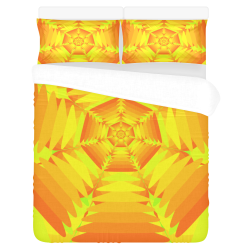 Flower orange in yellow 3-Piece Bedding Set