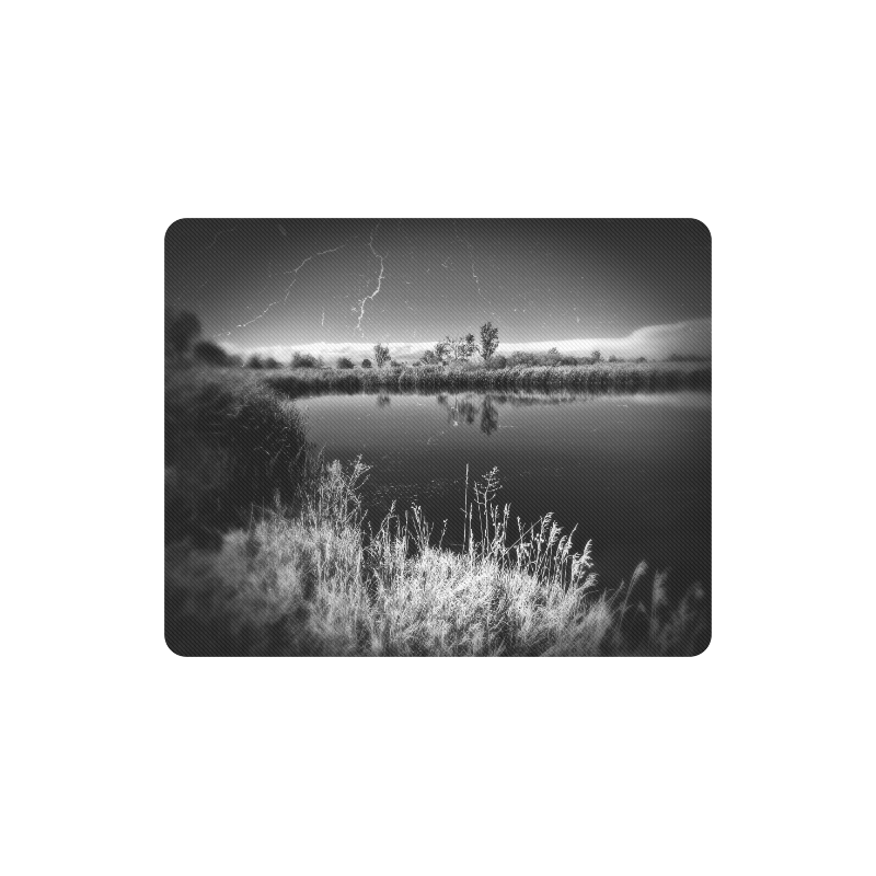 vintage pond black and white Rectangle Mousepad