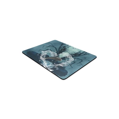 Dolphin jumping by a heart Rectangle Mousepad