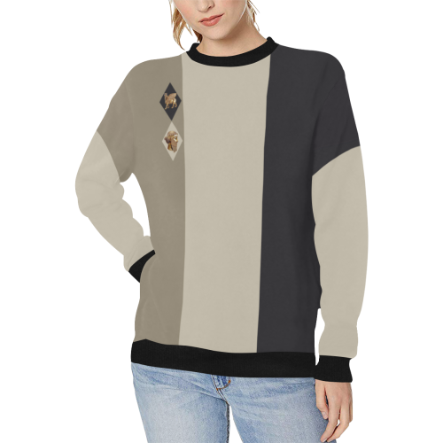 Casual Style Women's Rib Cuff Crew Neck Sweatshirt (Model H34)