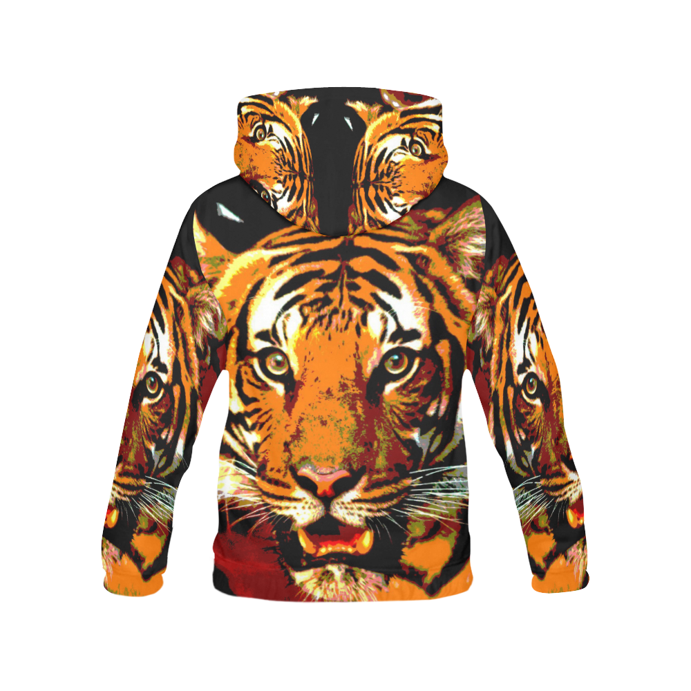 TIGER 14 All Over Print Hoodie for Women (USA Size) (Model H13)