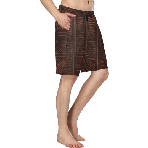 Brown Tribal Above Knee Mens Shorts Men's All Over Print Casual Shorts (Model L23)
