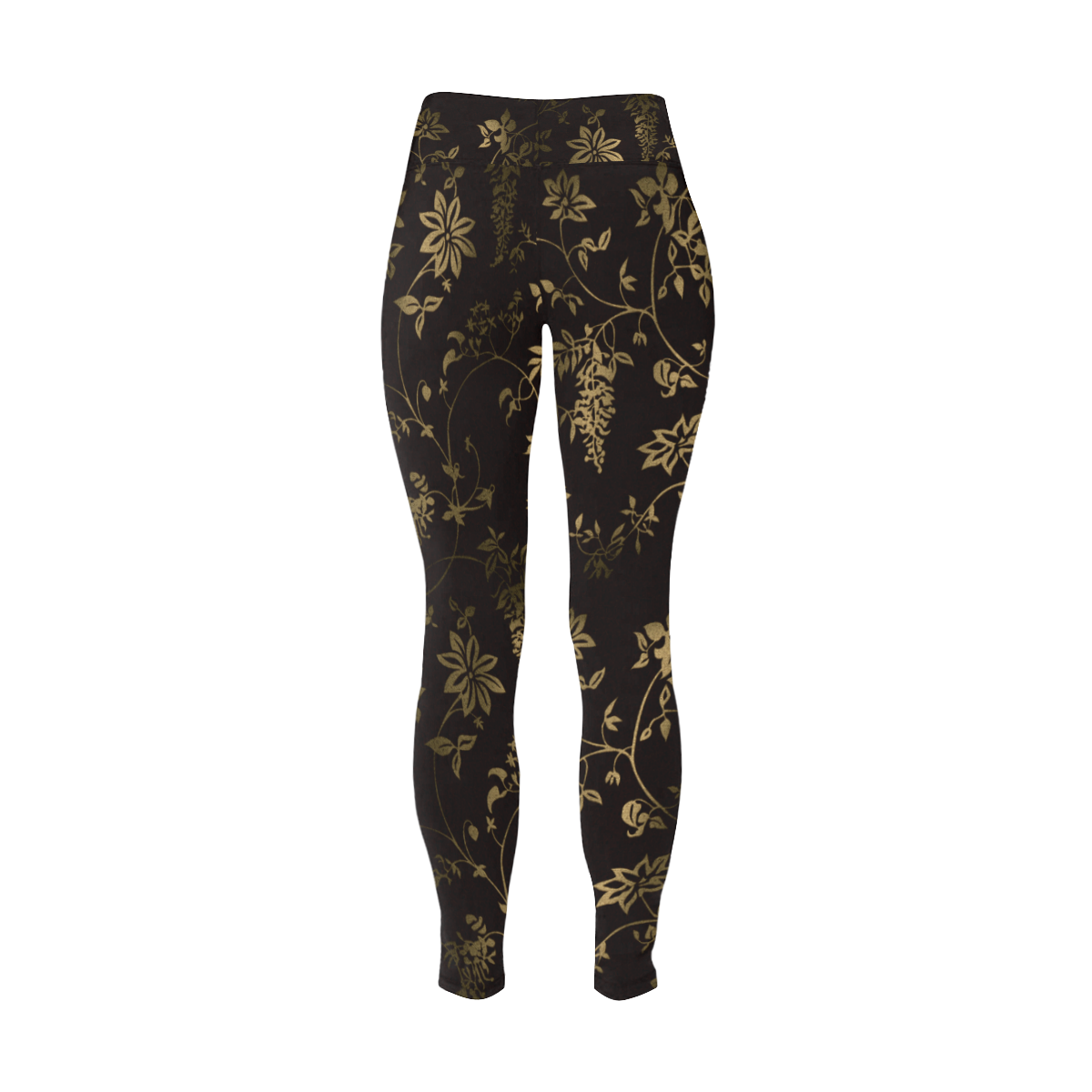 Gothic Victorian Black And Gold Pattern Women's Plus Size High Waist Leggings (Model L44)