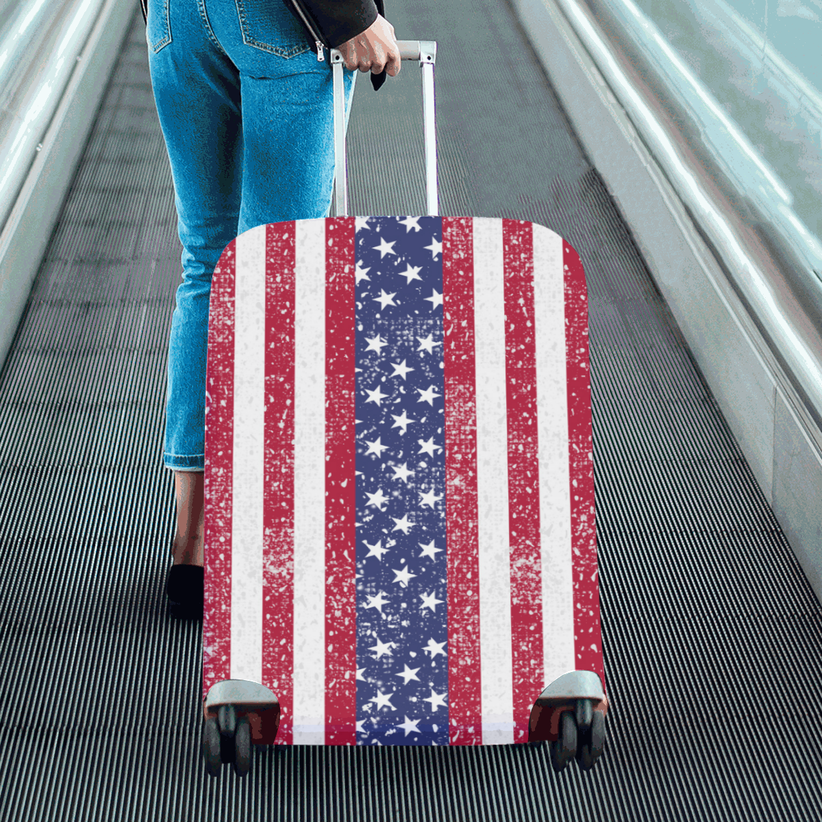American Flag Distressed Luggage Cover/Large 26"-28"
