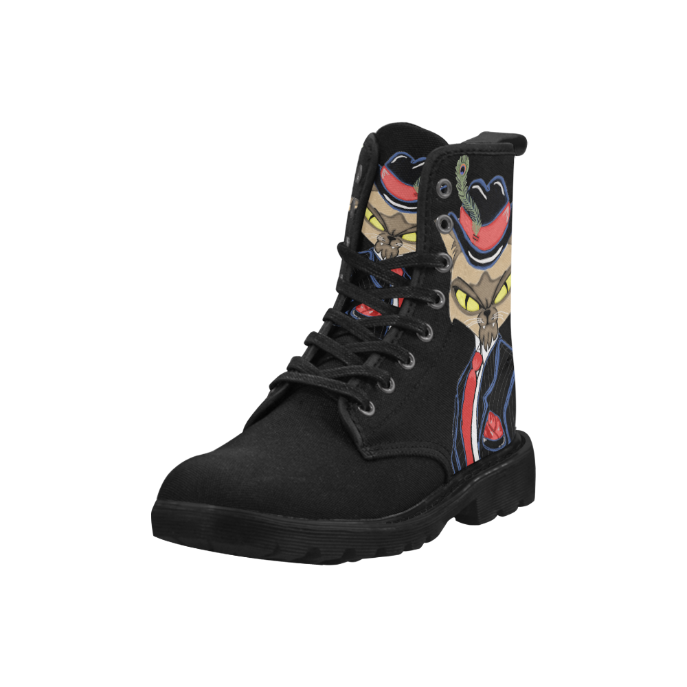 Gangster Cat Black Martin Boots for Women (Black) (Model 1203H)