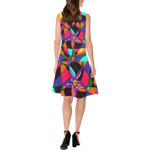 Abstract Design S 2020 Sleeveless Splicing Shift Dress(Model D17)