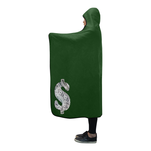Hundred Dollar Bills - Money Sign Green Hooded Blanket 80''x56''