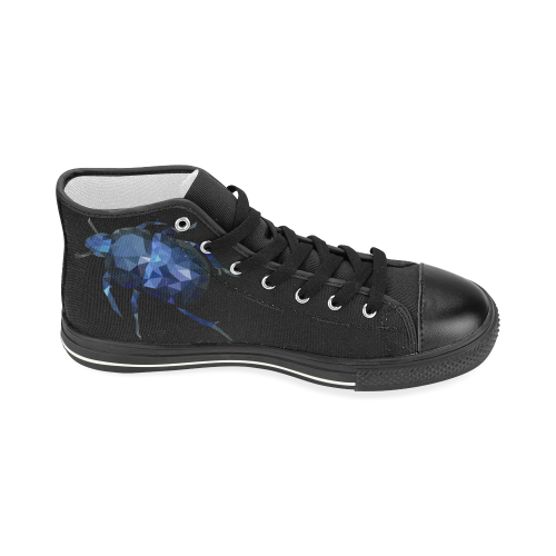 Low poly geometric blue bug Women's Classic High Top Canvas Shoes (Model 017)