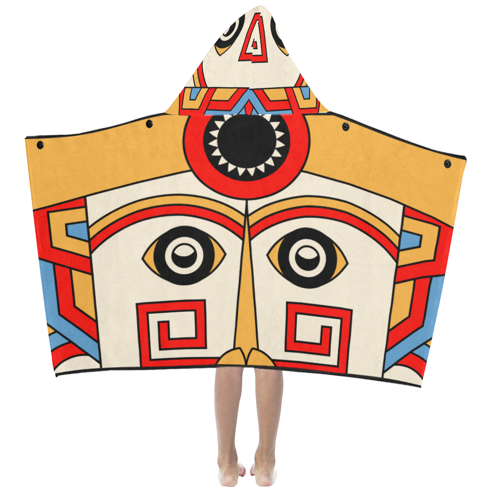 Aztec Religion Tribal Kids' Hooded Bath Towels