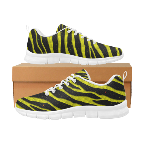 Ripped SpaceTime Stripes - Yellow Men's Breathable Running Shoes (Model 055)