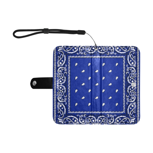 KERCHIEF PATTERN BLUE Flip Leather Purse for Mobile Phone/Small (Model 1704)