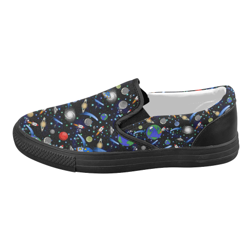 Galaxy Universe - Planets, Stars, Comets, Rockets Women's Slip-on Canvas Shoes (Model 019)