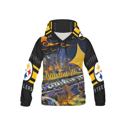 Pittsburgh Steelers All Over Print Hoodie for Kid (USA Size) (Model H13)
