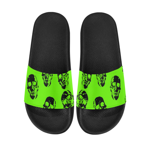 hot skulls, kiwi by JamColors Men's Slide Sandals (Model 057)