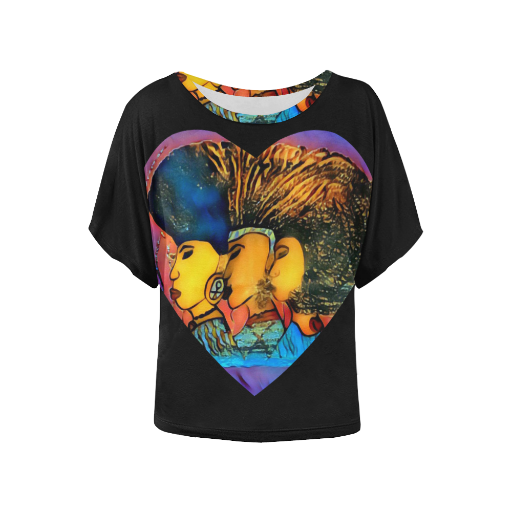 Afro Woman Shirt1 Women's Batwing-Sleeved Blouse T shirt (Model T44)