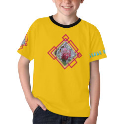 Yellow Lace Kids' All Over Print T-shirt (Model T65)