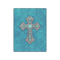 Turquoise Rustic Cross Blanket 50"x60"
