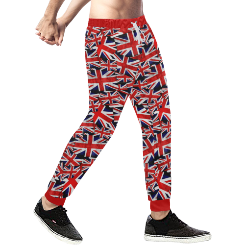 Union Jack British UK Flag - Red Men's All Over Print Sweatpants/Large Size (Model L11)