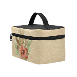 Flowers on Suede leather Cosmetic Bag/Large (Model 1658)