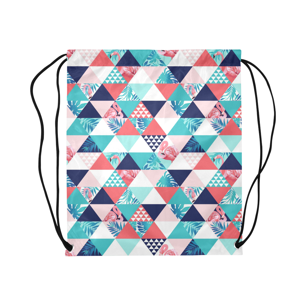 Flamingo Triangle Pattern Large Drawstring Bag Model 1604 (Twin Sides)  16.5"(W) * 19.3"(H)