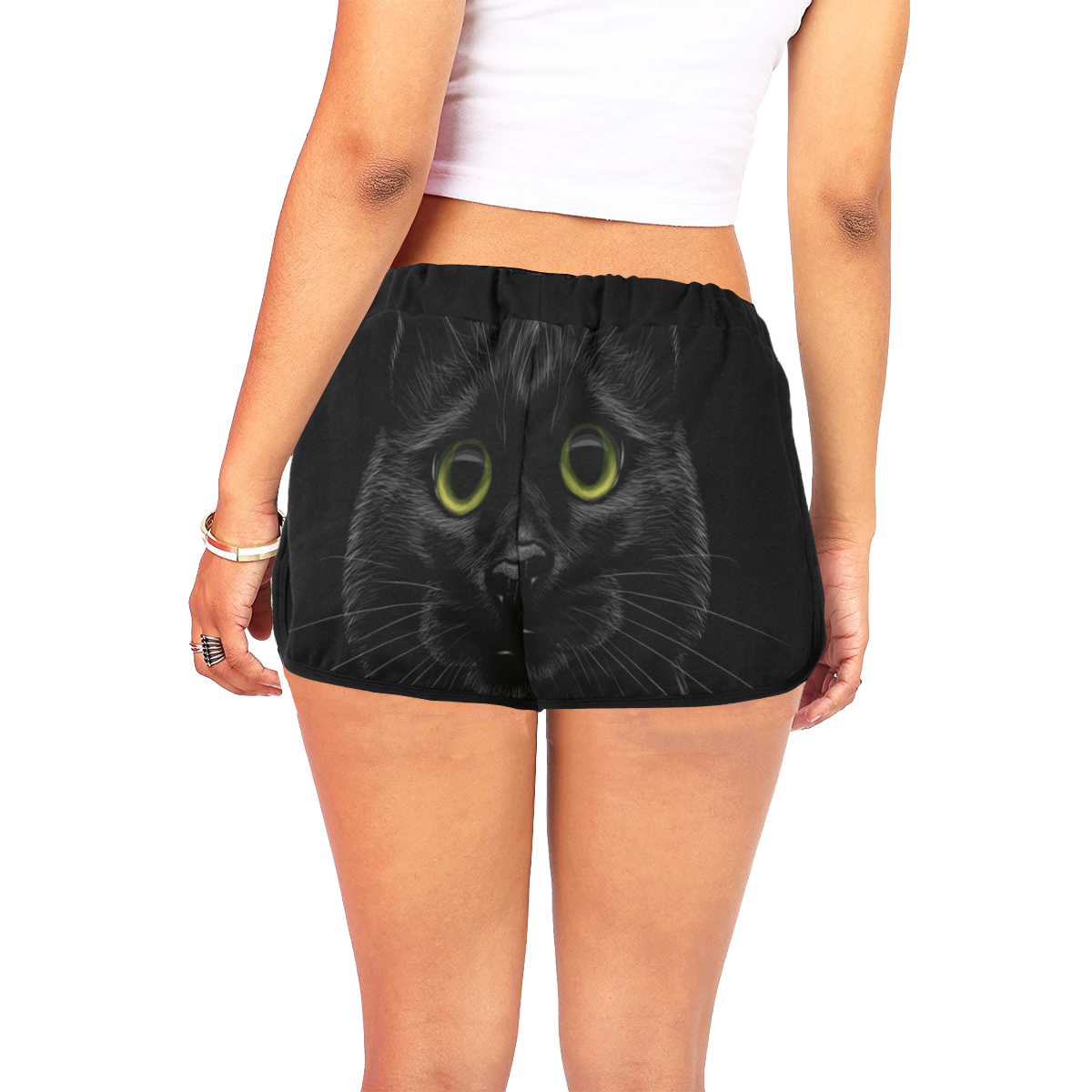 Black Cat Women's All Over Print Relaxed Shorts (Model L19)