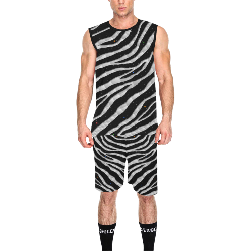 Ripped SpaceTime Stripes - White All Over Print Basketball Uniform