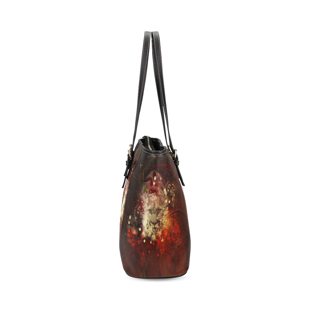 Colorful lion Leather Tote Bag/Large (Model 1640)