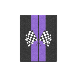Racing Stripe, Checkered Flags, Black and Purple Blanket 40"x50"