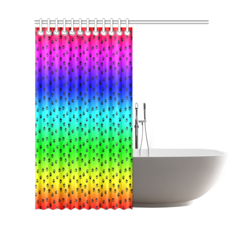 rainbow with black paws Shower Curtain 69"x70"