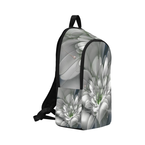 3D White Flower Fabric Backpack for Adult (Model 1659)