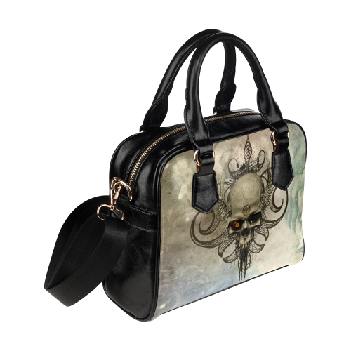Creepy skull, vintage background Shoulder Handbag (Model 1634)
