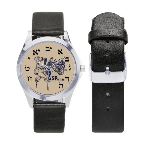 projet bar mitzva 4 Unisex Silver-Tone Round Leather Watch (Model 216)