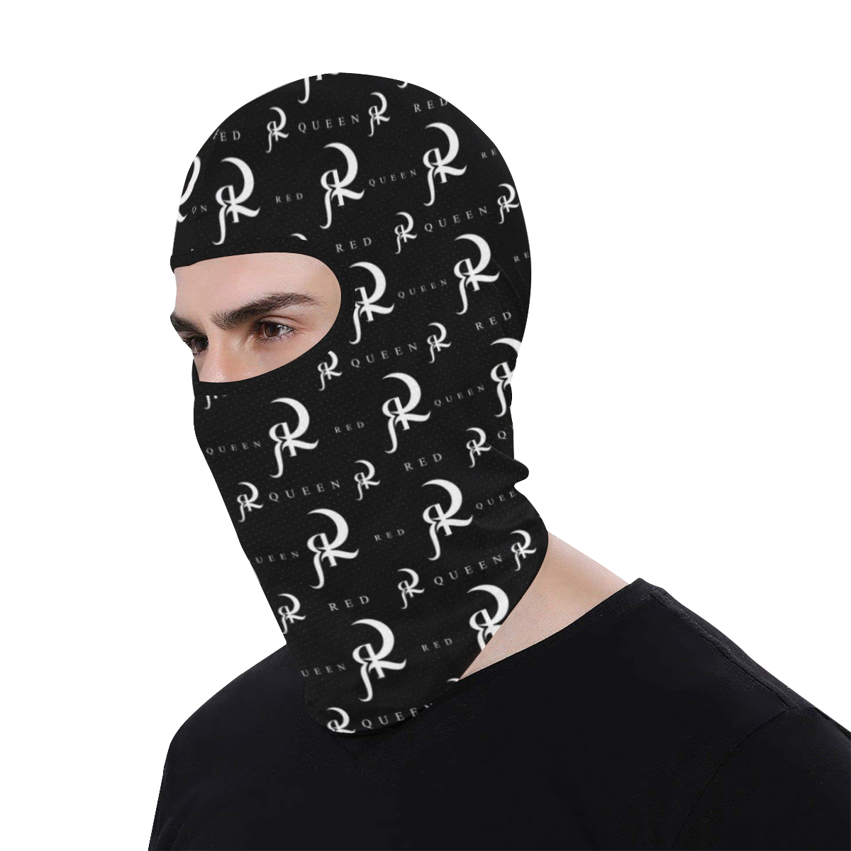 Red Queen Pattern Logo White & Black All Over Print Balaclava