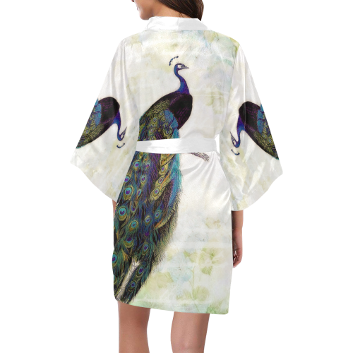 blue peacock and hydrangea Kimono Robe