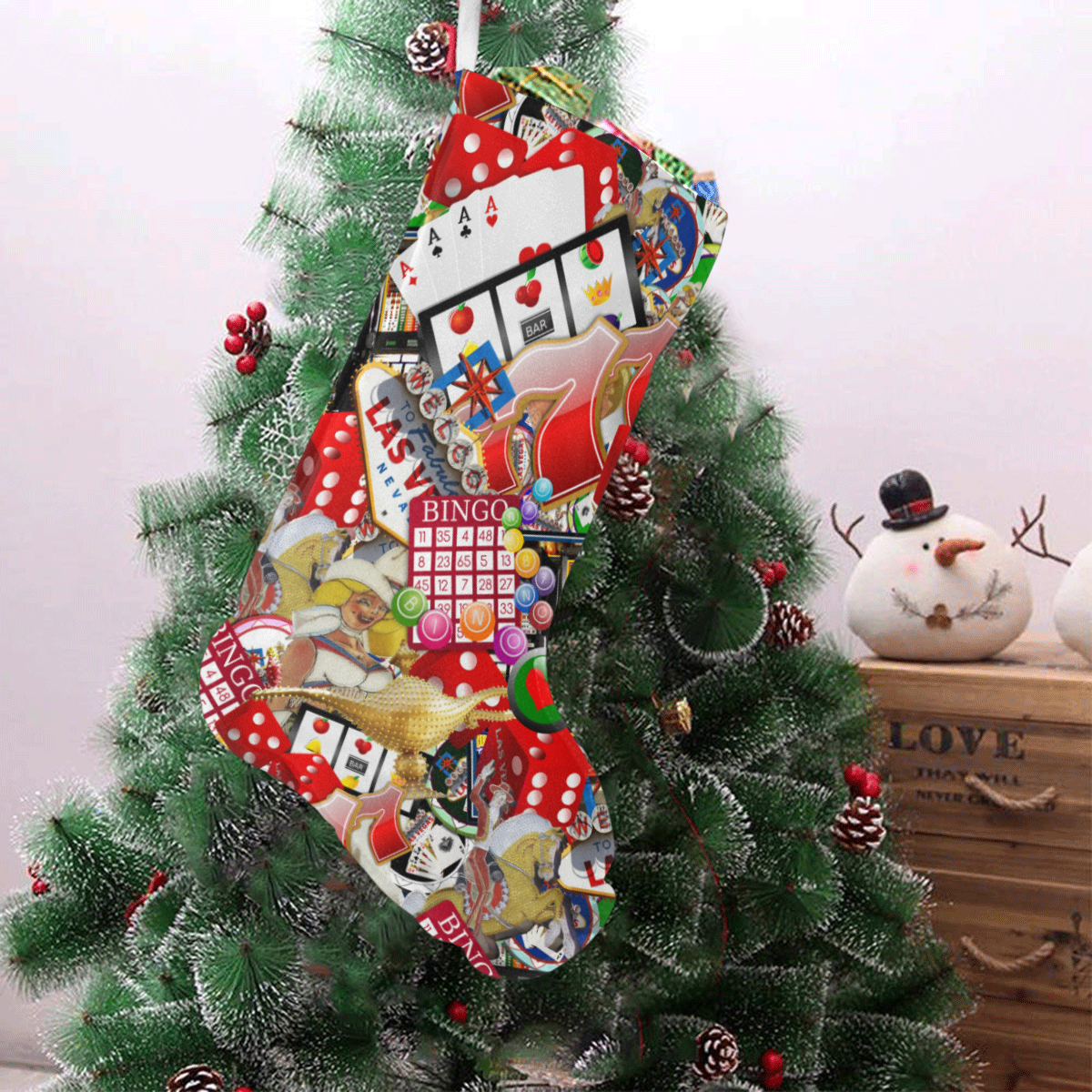 Gamblers Delight - Las Vegas Icons Christmas Stocking (Without Folded Top)