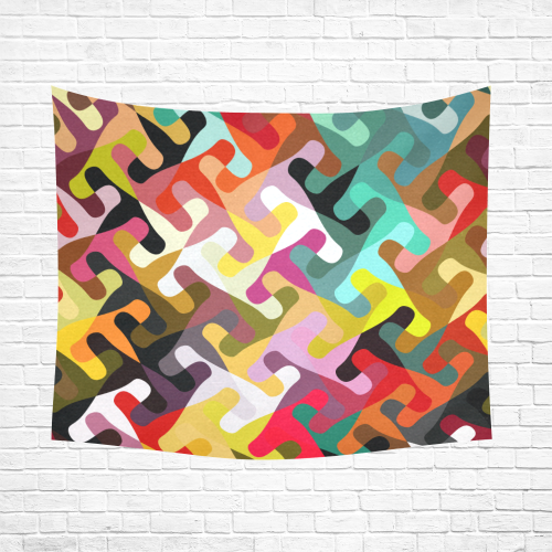 Colorful shapes Cotton Linen Wall Tapestry 60"x 51"