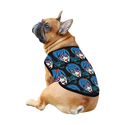 Modern day sugarskull day of the dead gal dog coat All Over Print Pet Tank Top
