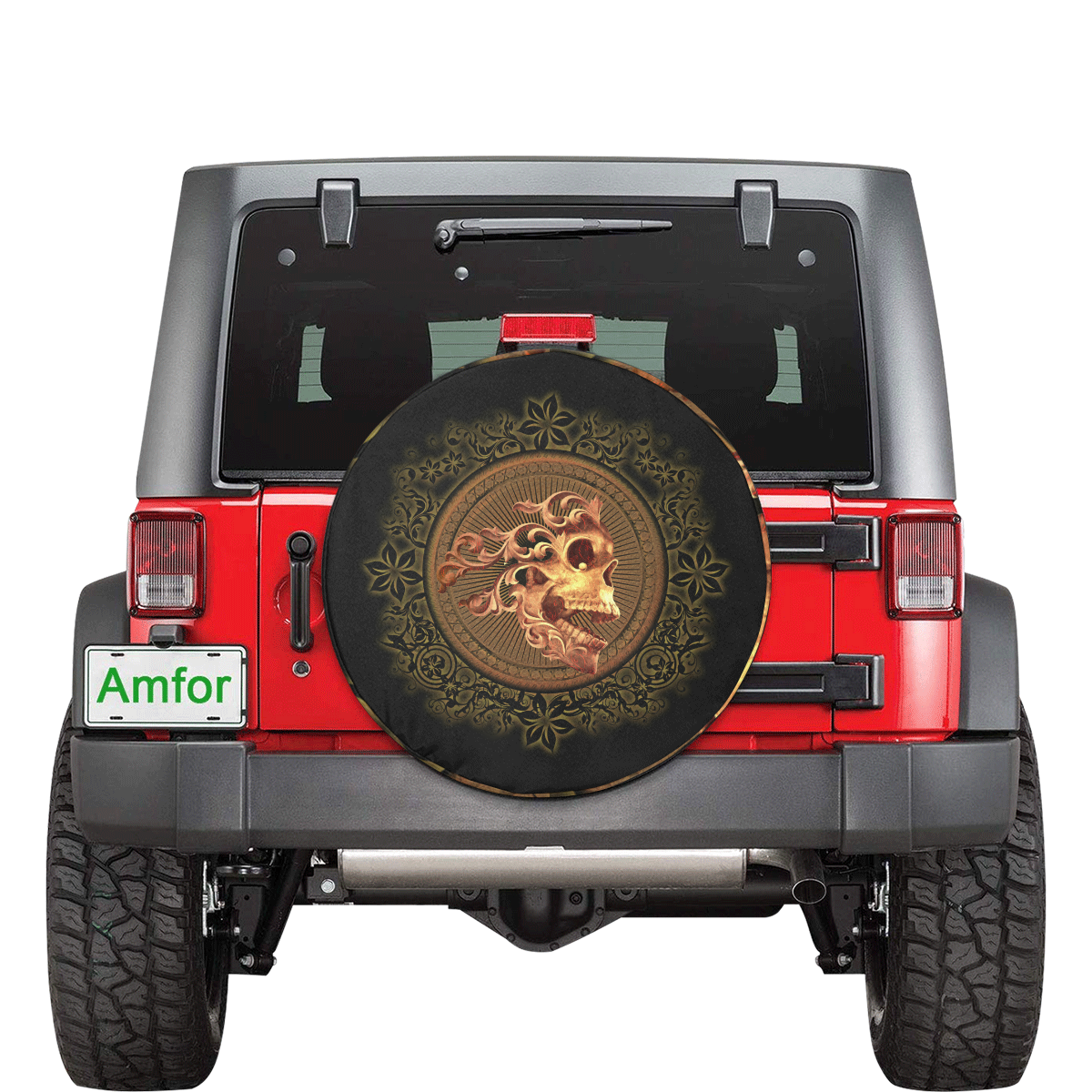 Amazing skull with floral elements 30 Inch Spare Tire Cover