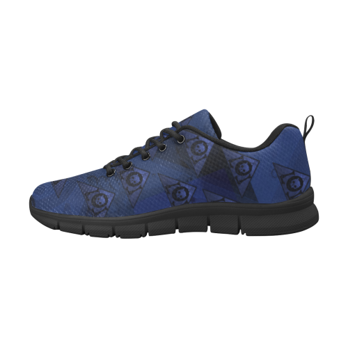 The Lowest of Low Tartan Blue Women's Breathable Running Shoes (Model 055)
