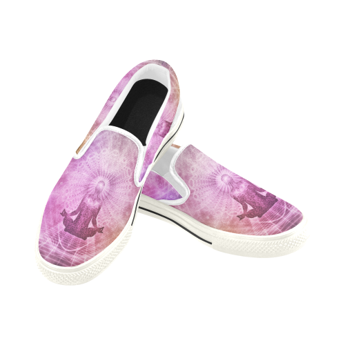 meditation yoga graphic art Slip-on Canvas Shoes for Kid (Model 019)