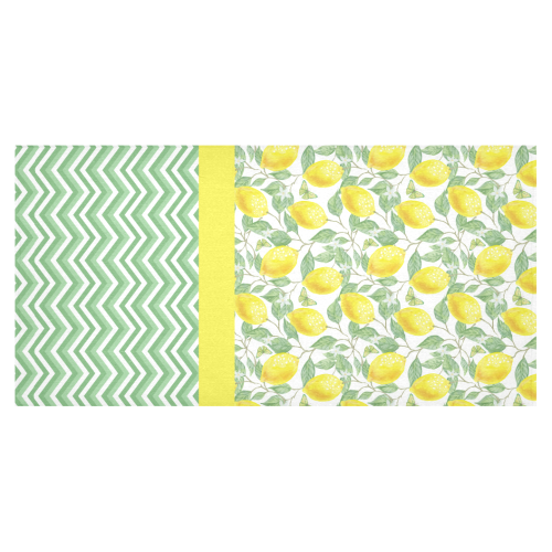 Lemons With Chevron 2 Cotton Linen Tablecloth 60"x120"