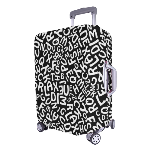 Alphabet Black and White Letters Luggage Cover/Large 26"-28"