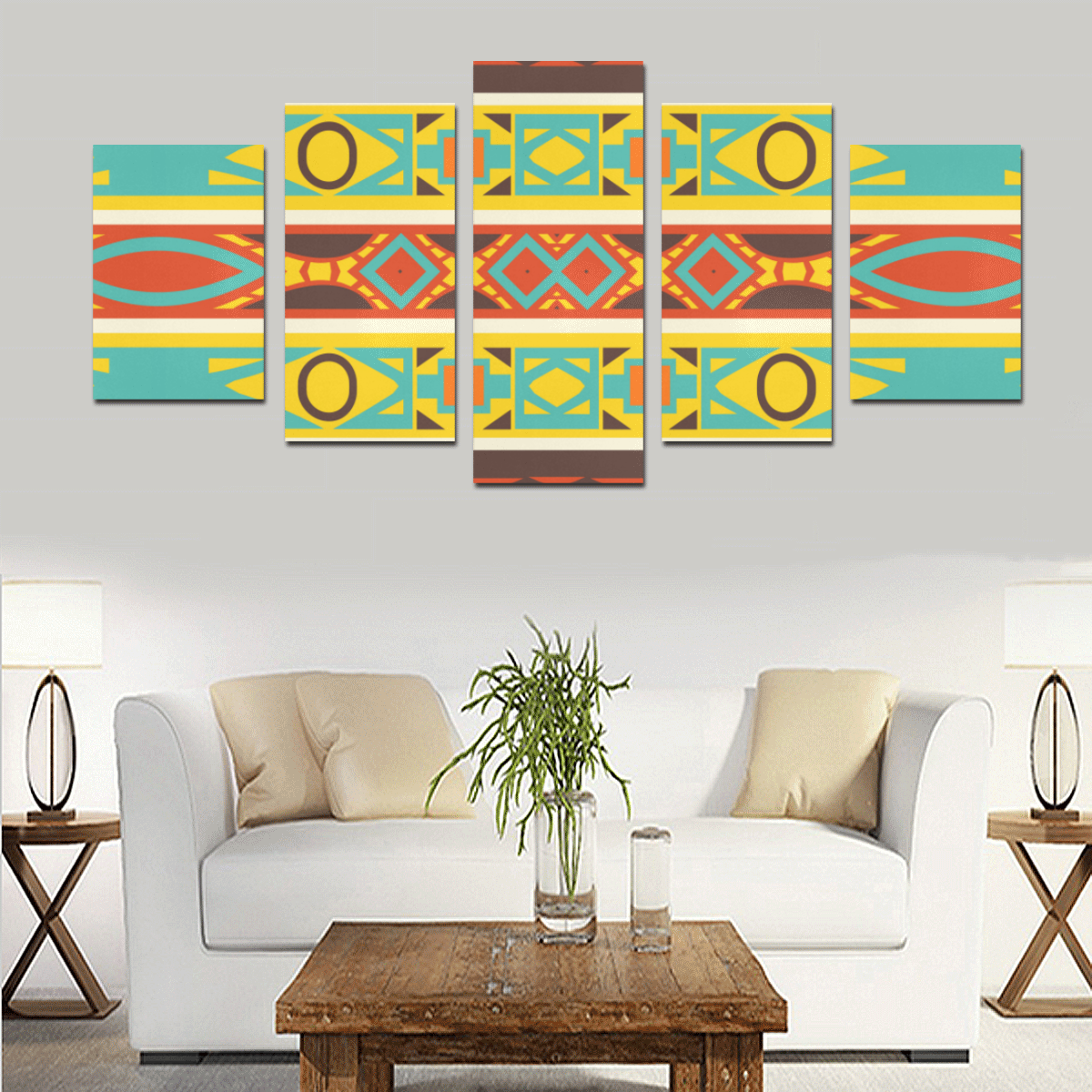 Ovals rhombus and squares Canvas Print Sets D (No Frame)