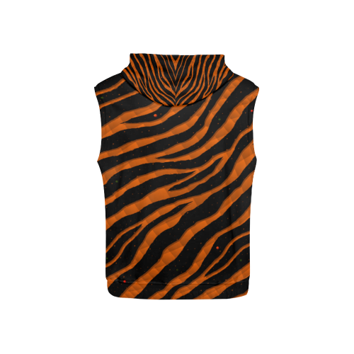 Ripped SpaceTime Stripes - Orange All Over Print Sleeveless Hoodie for Kid (Model H15)