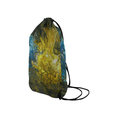 Fantasy Swirl Yellow Blue. Small Drawstring Bag Model 1604 (Twin Sides) 11"(W) * 17.7"(H)